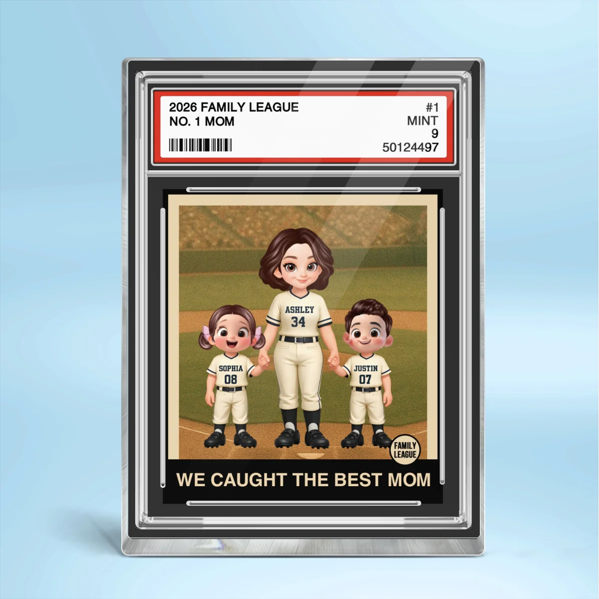 I Caught the Best Mom Baseball Mom Trading Card - Personalized Acrylic Block Plaque - Heartfelt Gift for Mom, Wife - Image 9