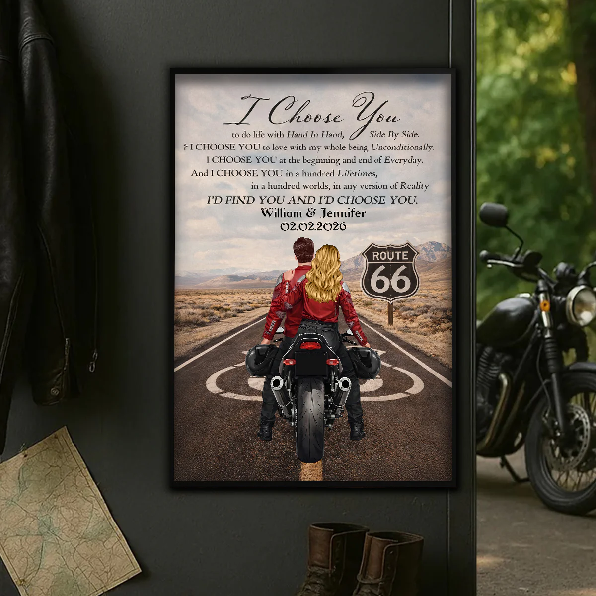 I Choose You Biker Couples - Personalized Poster - Sentimental Anniversary Gift for him, for her - Image 7