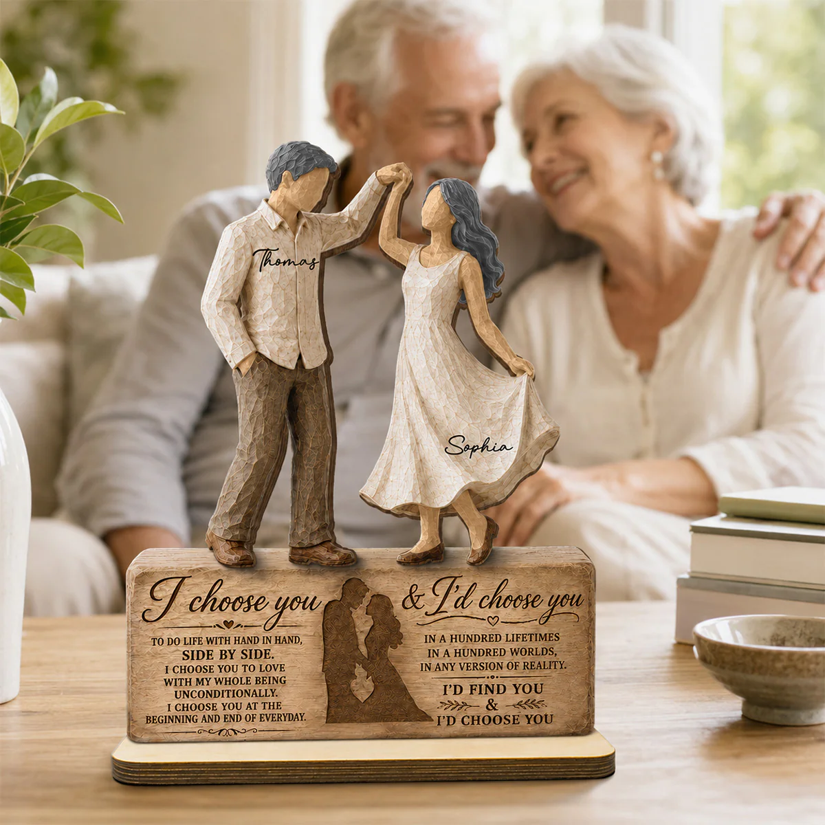 I Choose You Couple Dancing 2D Flat - Personalized 2-Layered Wooden Plaque - Anniversary Gift Keepsake For Couples - Image 7