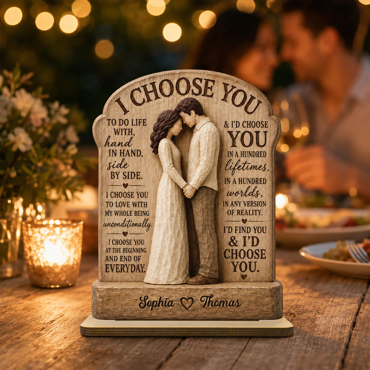 I Choose You Couple Hand In Hand 2D Flat - Personalized 2-Layered Wooden Plaque - Anniversary Gift Keepsake For Couples - Image 5