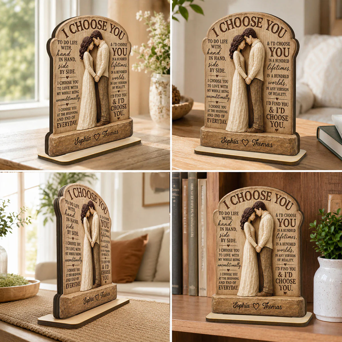 I Choose You Couple Hand In Hand 2D Flat - Personalized 2-Layered Wooden Plaque - Anniversary Gift Keepsake For Couples - Image 8