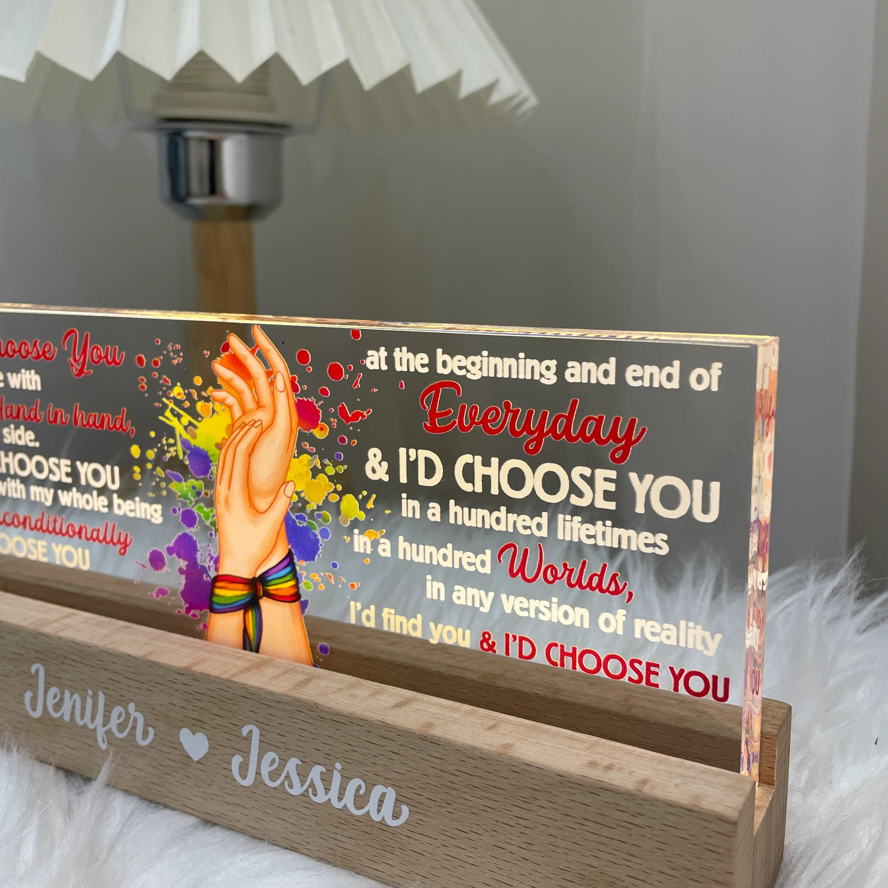 I Choose You LGBTQ+ Gift Personalized Acrylic Block LED Night Light - Image 6