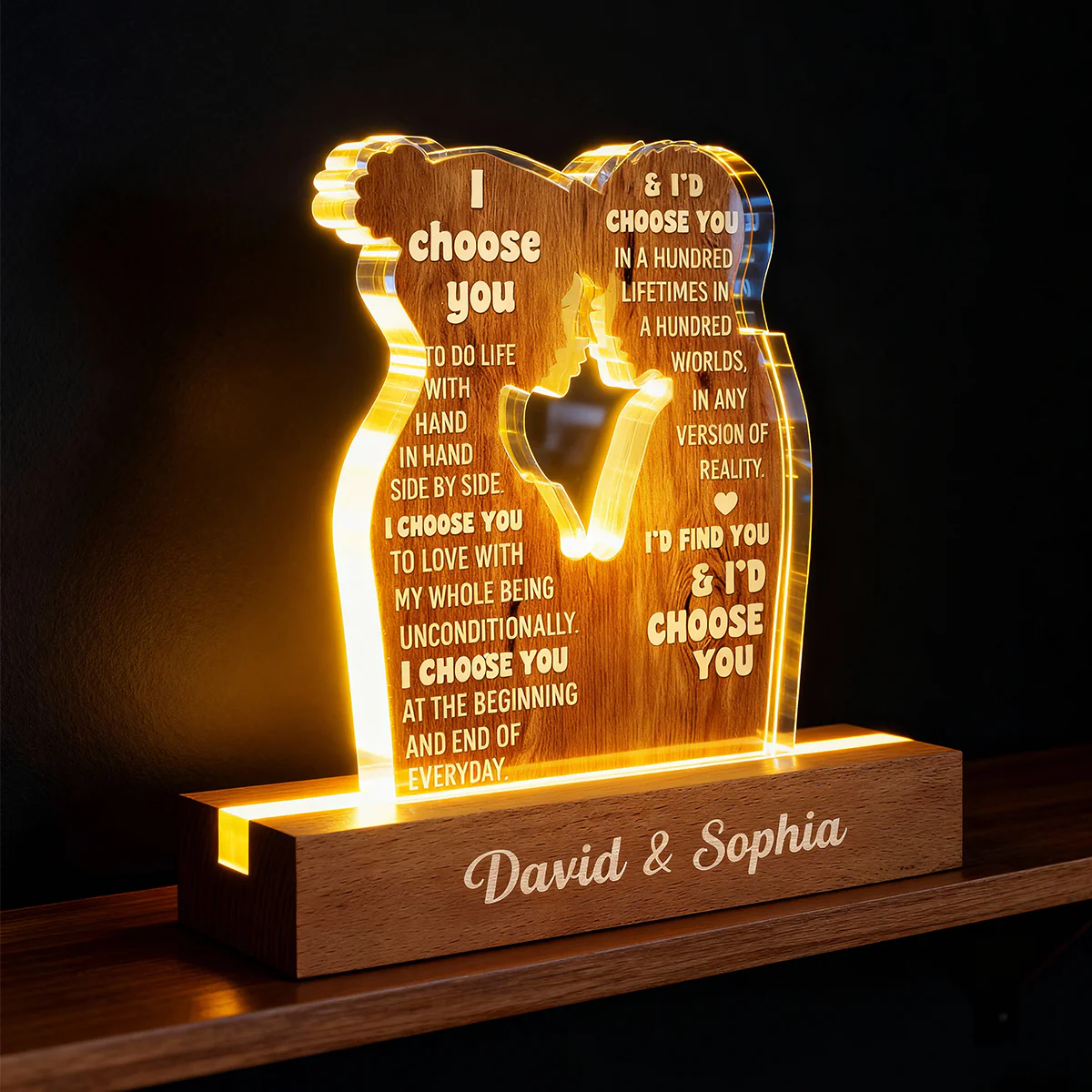I Choose You to Do Life with - Personalized Acrylic Block LED Night Light - Sentimental Wedding Anniversary Gift, Valentine's Day Gift for Him, for Her - Image 7