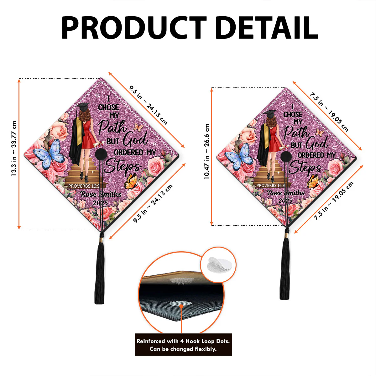I Chose My Path God Ordered My Steps Personalized Graduation Cap Topper (Not Real Glitter) - Image 5