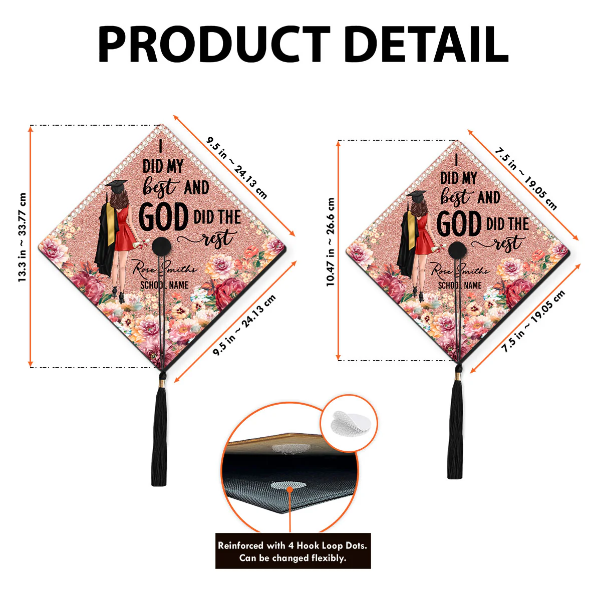 I Did My Best God Did The Rest Personalized Printed Graduation Cap Topper, Graduation Gift - Image 10