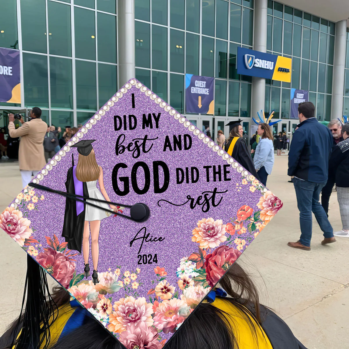 I Did My Best God Did The Rest Personalized Printed Graduation Cap Topper, Graduation Gift - Image 5