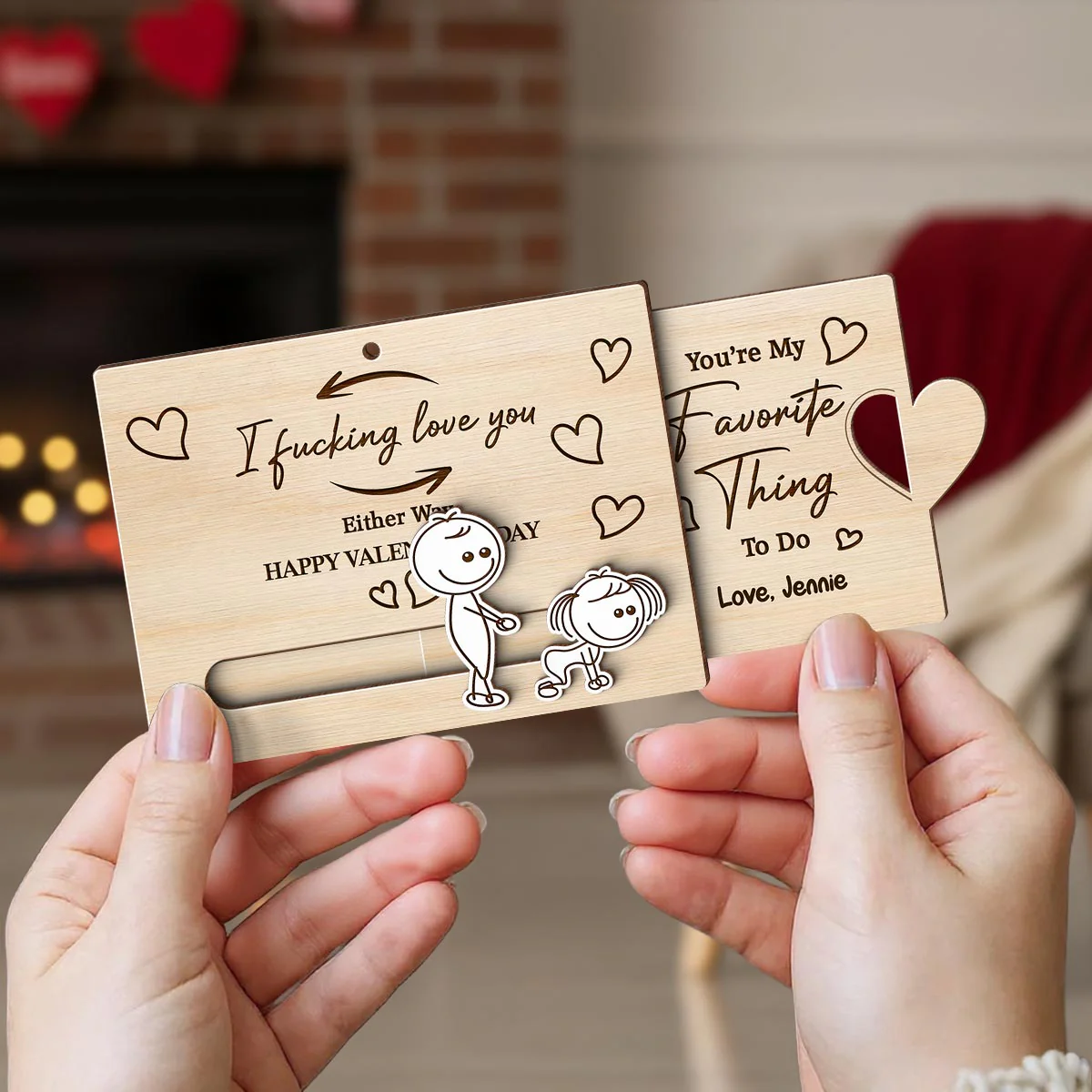 I Fcking Love You Funny Inappropriate Couple - Personalized Wooden Slider Ornament - Funny Gift For Him, For Her - Image 4