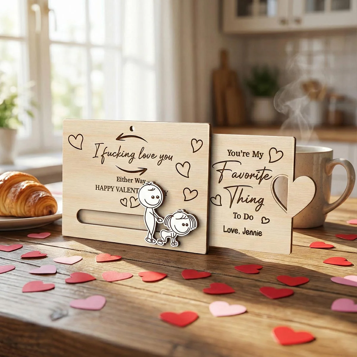 I Fcking Love You Funny Inappropriate Couple - Personalized Wooden Slider Ornament - Funny Gift For Him, For Her - Image 6