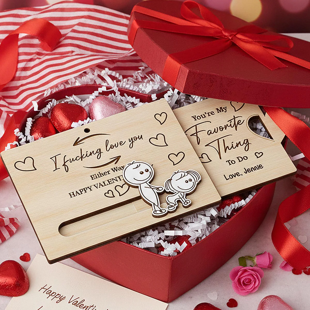I Fcking Love You Funny Inappropriate Couple - Personalized Wooden Slider Ornament - Funny Gift For Him, For Her - Image 7