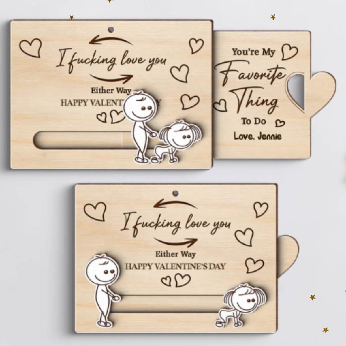 I Fcking Love You Funny Inappropriate Couple - Personalized Wooden Slider Ornament - Funny Gift For Him, For Her - Image 9