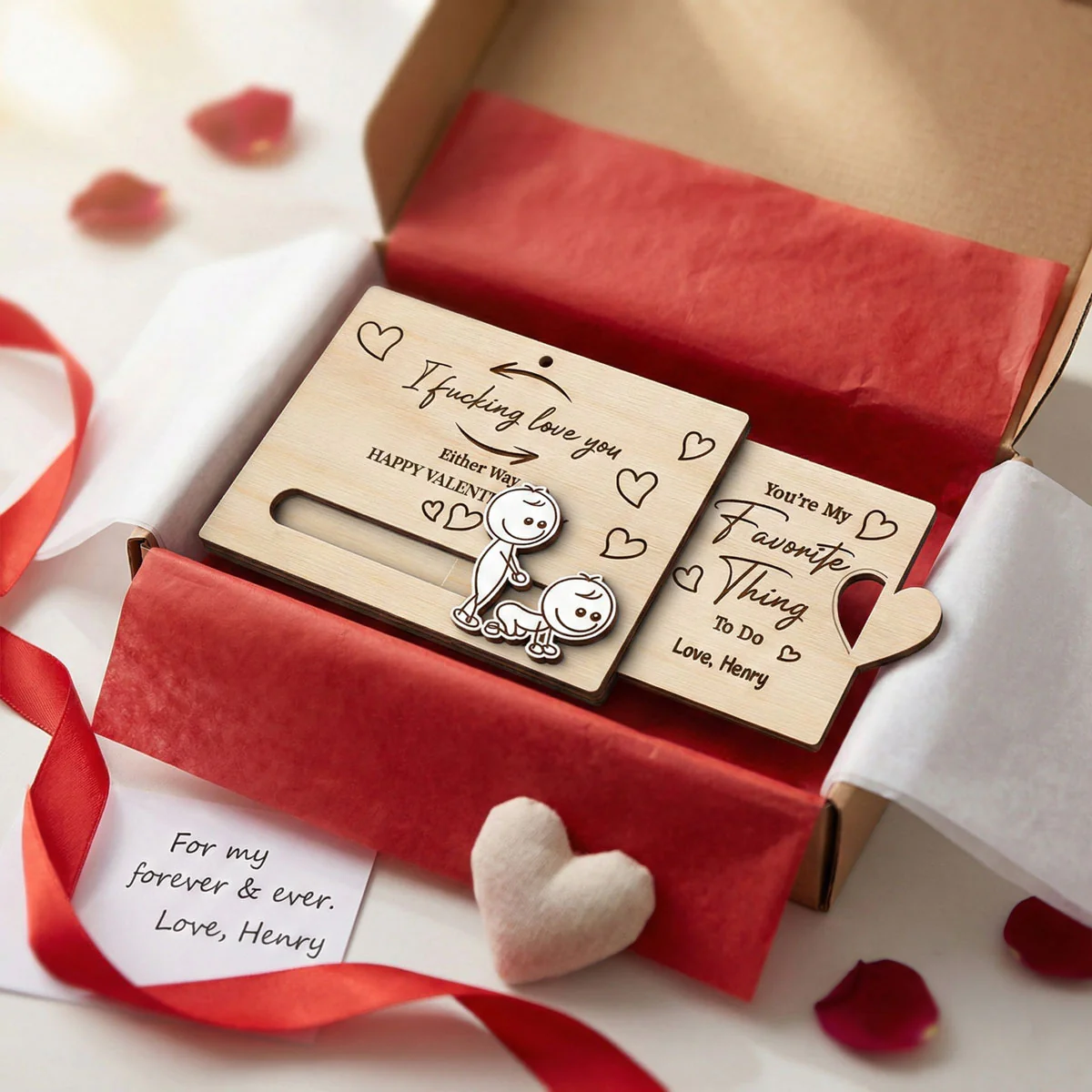 I Fcking Love You Funny Inappropriate Couple - Personalized Wooden Slider Ornament - Valentine's Day Gift For Him, For Her - Image 10