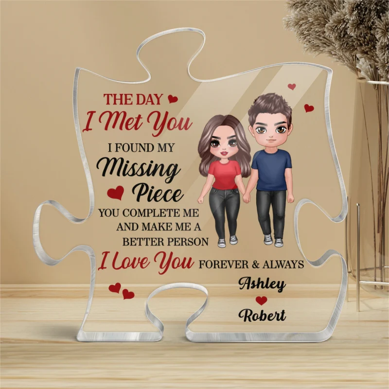 I Found My Missing Piece - Personalized Acrylic Block Plaque - Anniversary Gift For Him, Gift For Her - Image 3