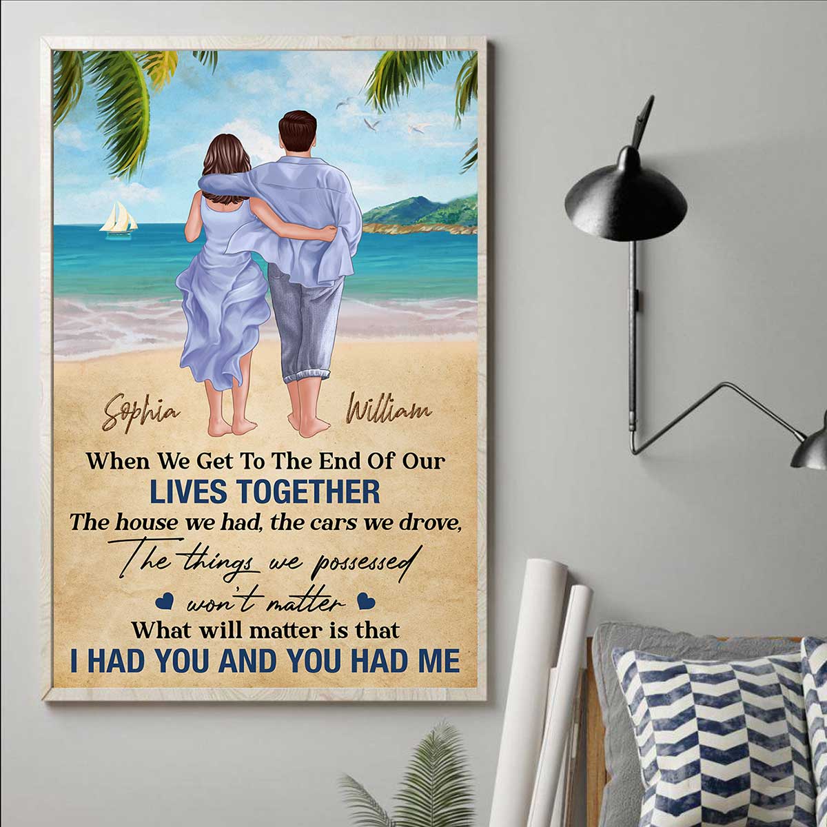 I Had You & You Had Me Back View Couple Walking On The Beach Personalized Vertical Poster - Image 3