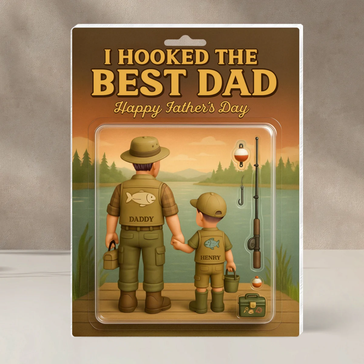 I Hooked the Best Dad Fishing Custom Figure Personalized Acrylic Block Plaque, Gift for Dad, Gift for Husband - Image 11