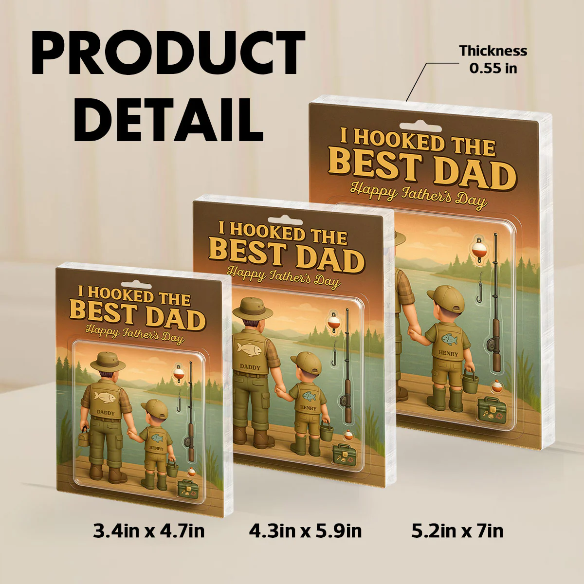 I Hooked the Best Dad Fishing Custom Figure Personalized Acrylic Block Plaque, Gift for Dad, Gift for Husband - Image 9