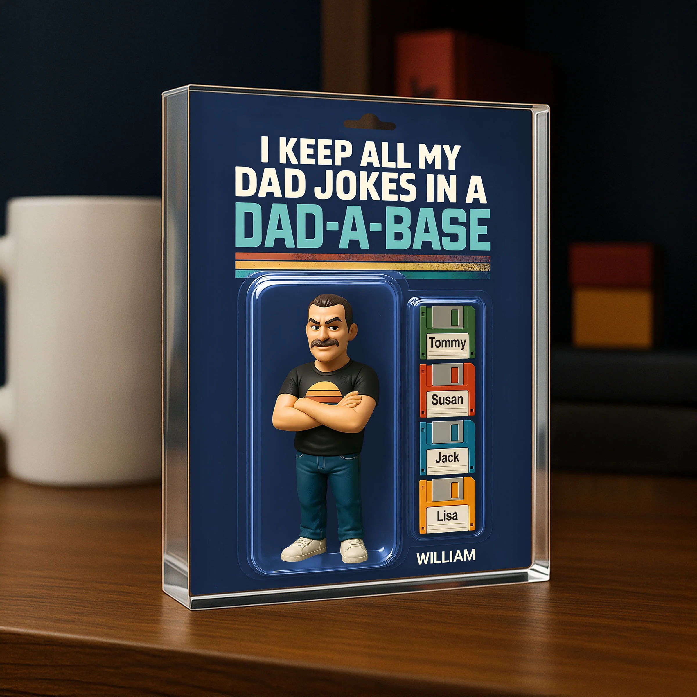 I Keep All My Dad Jokes in a Dad-a-base Custom Action Figure Personalized Acrylic Block Plaque, Funny Gift for Dad - Image 3