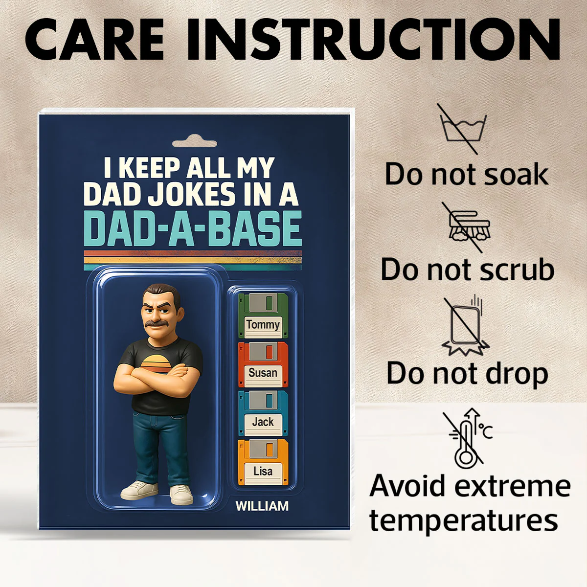 I Keep All My Dad Jokes in a Dad-a-base Custom Action Figure Personalized Acrylic Block Plaque, Funny Gift for Dad - Image 8