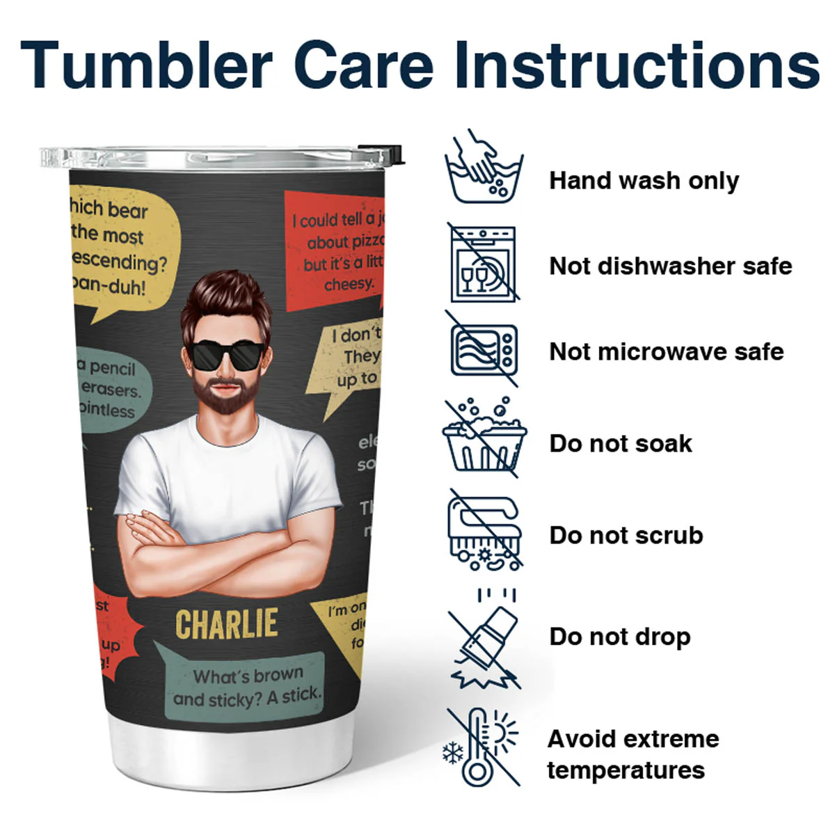 I Keep All My Dad Jokes In My Dad-A-Base Funny Dad Jokes Gift For Men Personalized Tumbler - Image 4