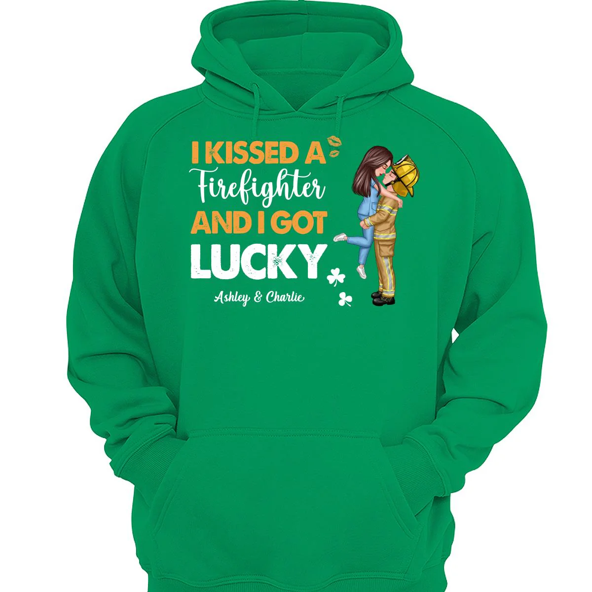 I Kissed A Firefighter Police Nurse Occupation And I Got Lucky St. Patrick‘s Day Personalized Shirt - Image 3