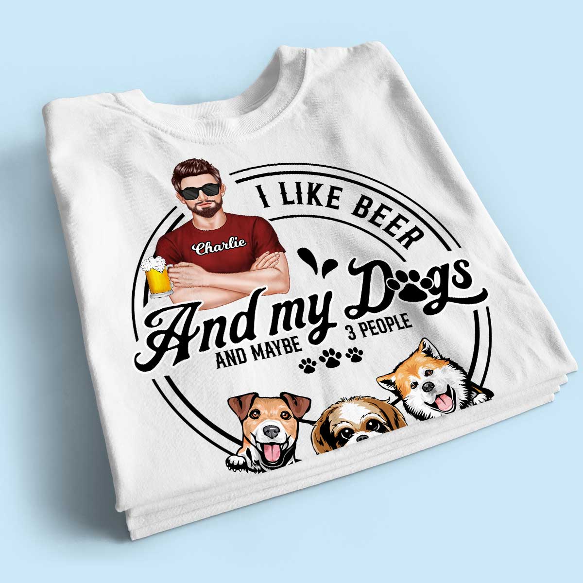 I Like Beer And My Dogs, Gift For Dog Dad, Gift For Him, Personalized Shirt - Image 2