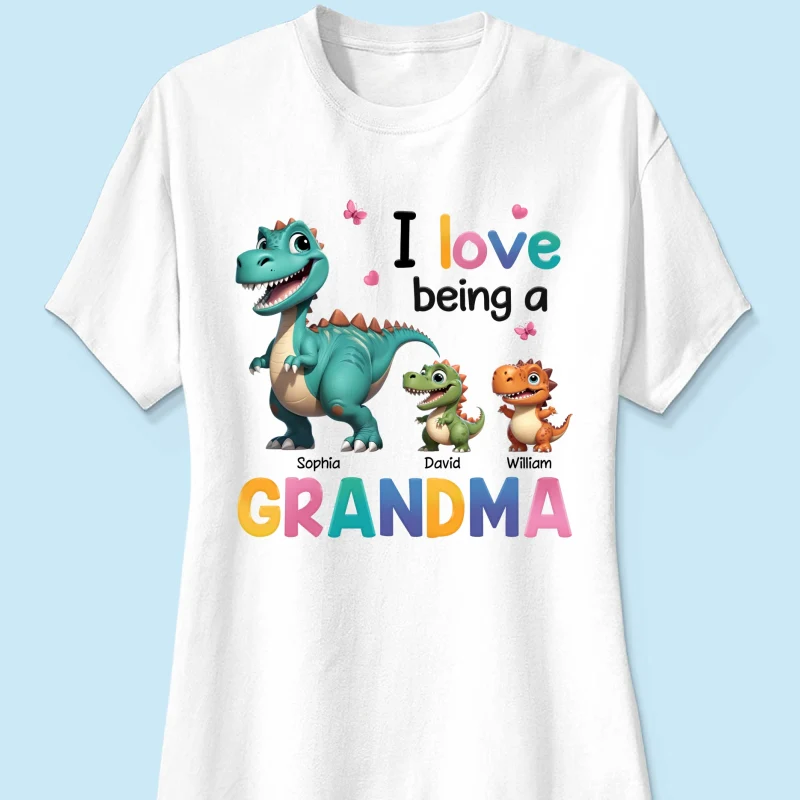 I Love Being A Grandma Colorful 3D Effect Cute Dinosaurs Personalized Shirt, Gift For Grandma - Image 11