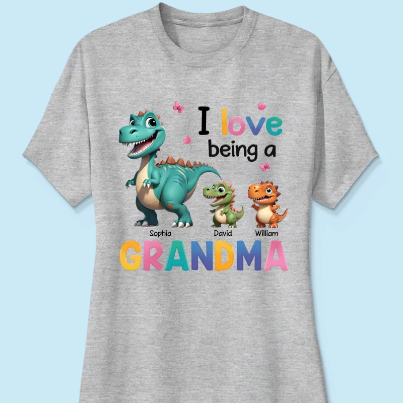 I Love Being A Grandma Colorful 3D Effect Cute Dinosaurs Personalized Shirt, Gift For Grandma - Image 12