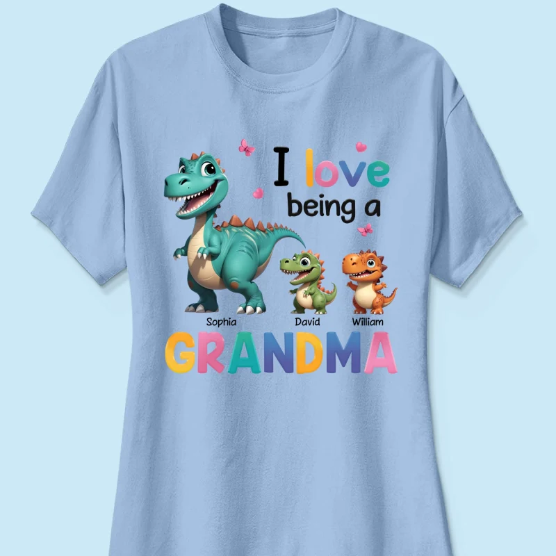 I Love Being A Grandma Colorful 3D Effect Cute Dinosaurs Personalized Shirt, Gift For Grandma - Image 14