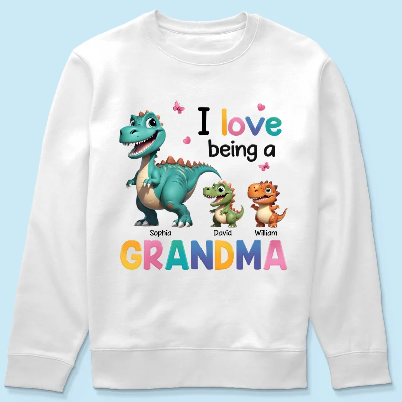 I Love Being A Grandma Colorful 3D Effect Cute Dinosaurs Personalized Shirt, Gift For Grandma - Image 15