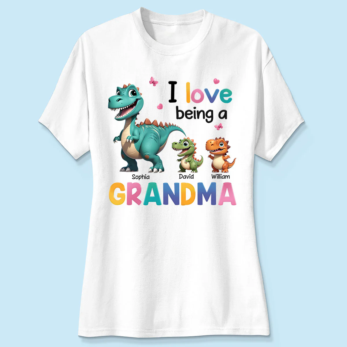 I Love Being A Grandma Colorful 3D Effect Cute Dinosaurs Personalized Shirt, Gift For Grandma - Image 4