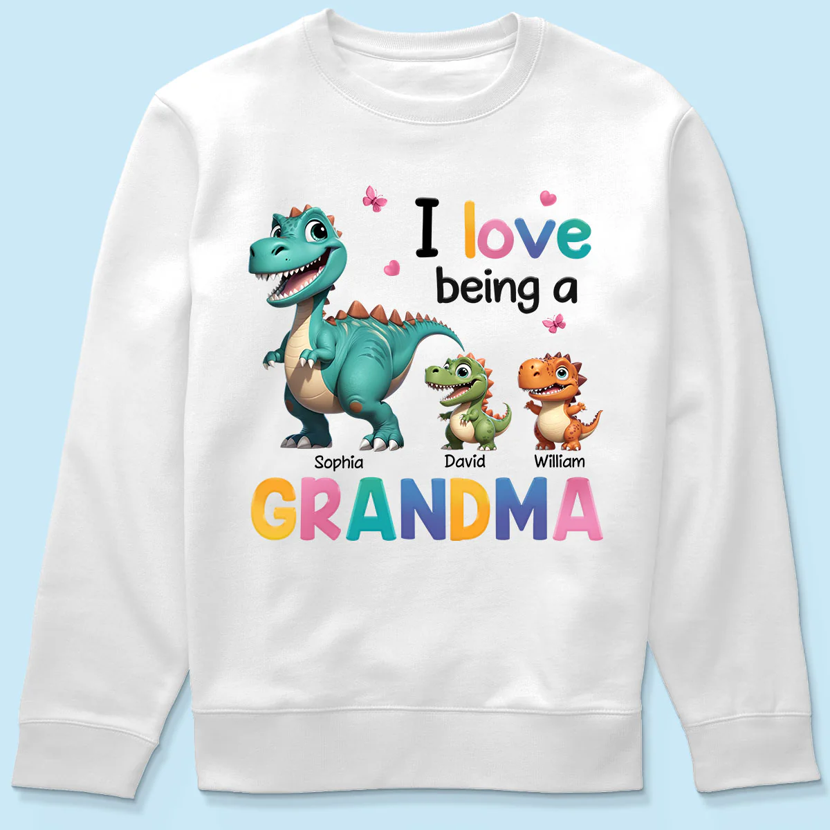 I Love Being A Grandma Colorful 3D Effect Cute Dinosaurs Personalized Shirt, Gift For Grandma - Image 5