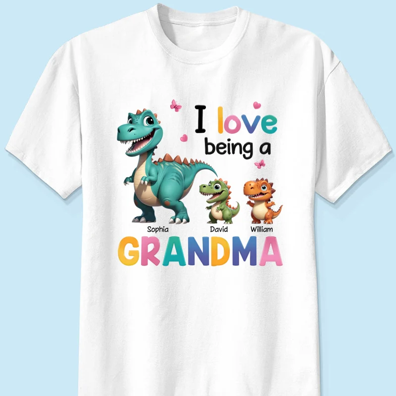 I Love Being A Grandma Colorful 3D Effect Cute Dinosaurs Personalized Shirt, Gift For Grandma - Image 6
