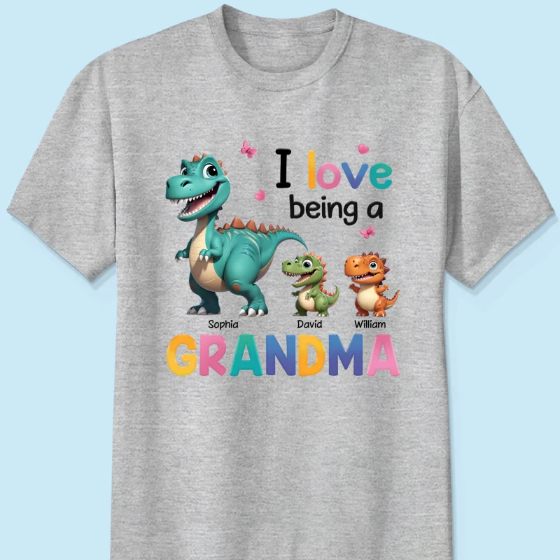 I Love Being A Grandma Colorful 3D Effect Cute Dinosaurs Personalized Shirt, Gift For Grandma - Image 7