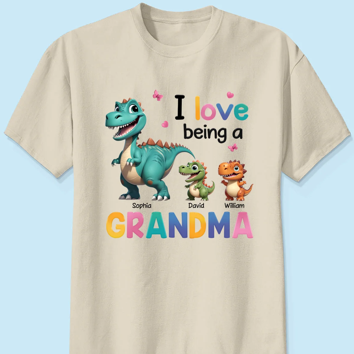 I Love Being A Grandma Colorful 3D Effect Cute Dinosaurs Personalized Shirt, Gift For Grandma - Image 8