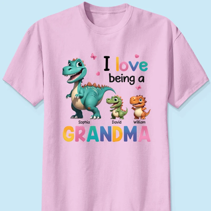 I Love Being A Grandma Colorful 3D Effect Cute Dinosaurs Personalized Shirt, Gift For Grandma - Image 9