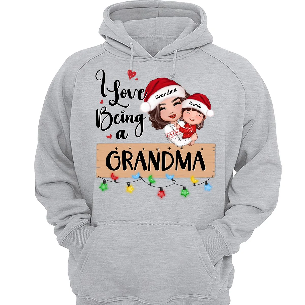 I Love Being A Grandma Hugging Grandkid Personalized Christmas Shirt - Image 3