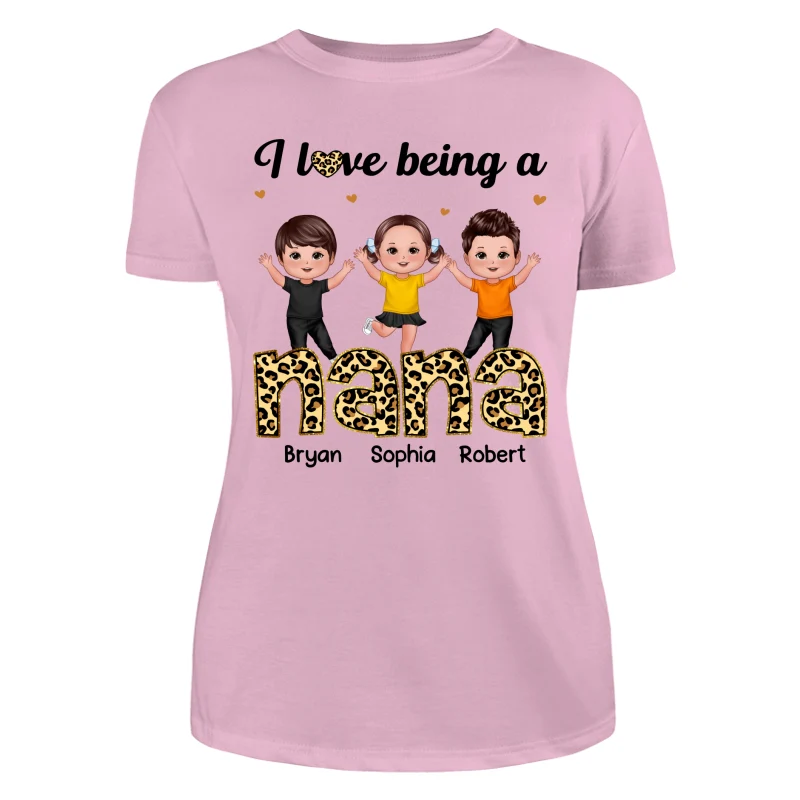 I Love Being Grandma Leopard Happy Kids Personalized Shirt - Image 11