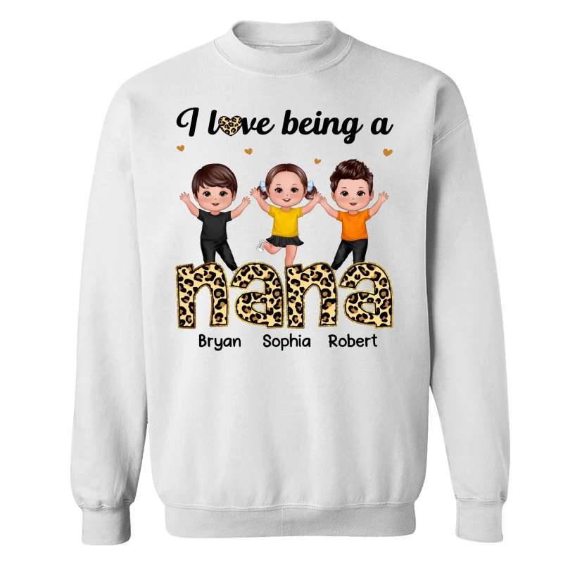 I Love Being Grandma Leopard Happy Kids Personalized Shirt - Image 17