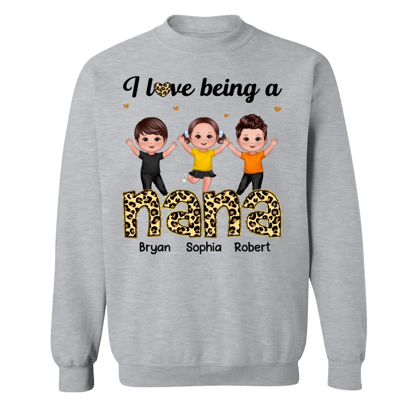I Love Being Grandma Leopard Happy Kids Personalized Shirt - Image 18