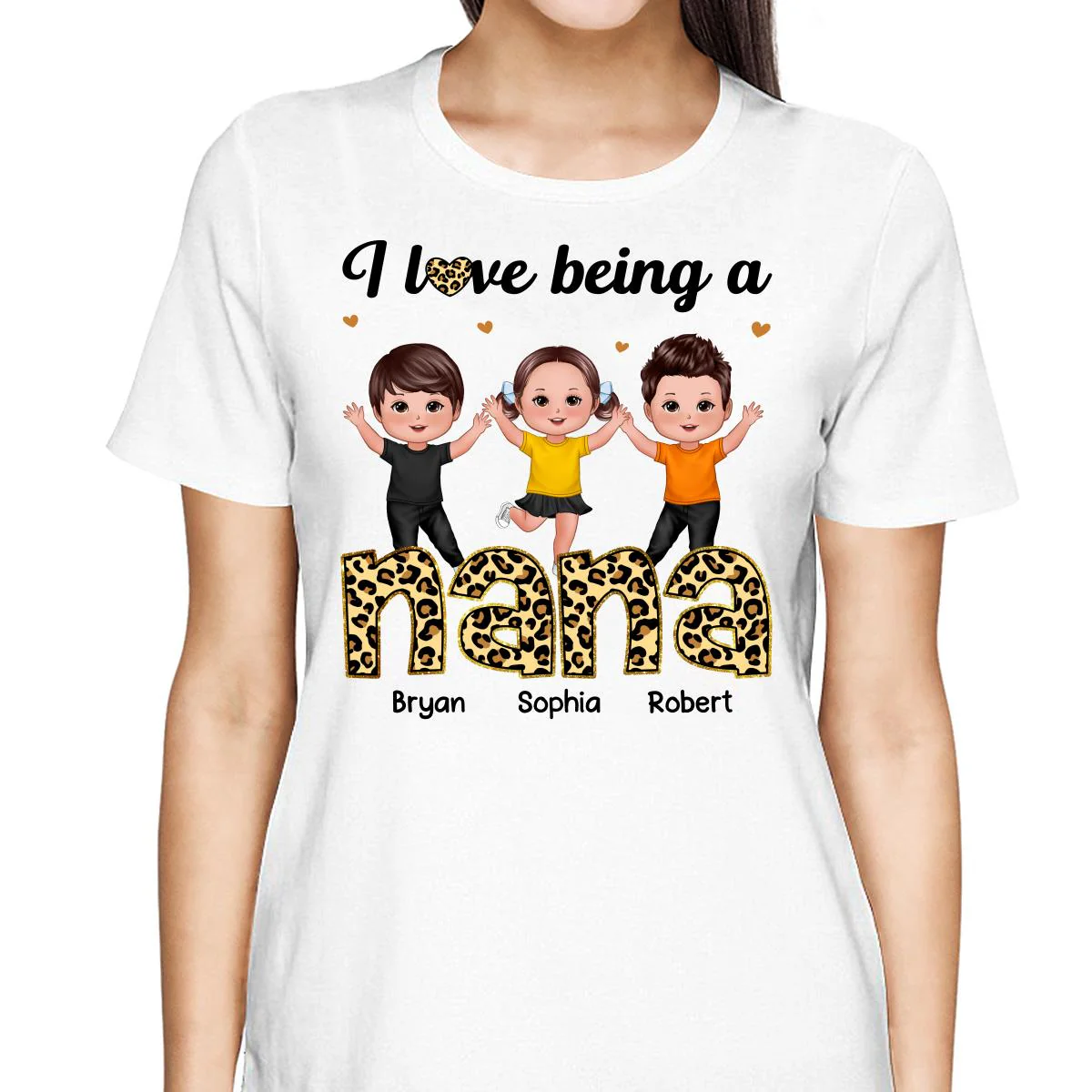 I Love Being Grandma Leopard Happy Kids Personalized Shirt - Image 2