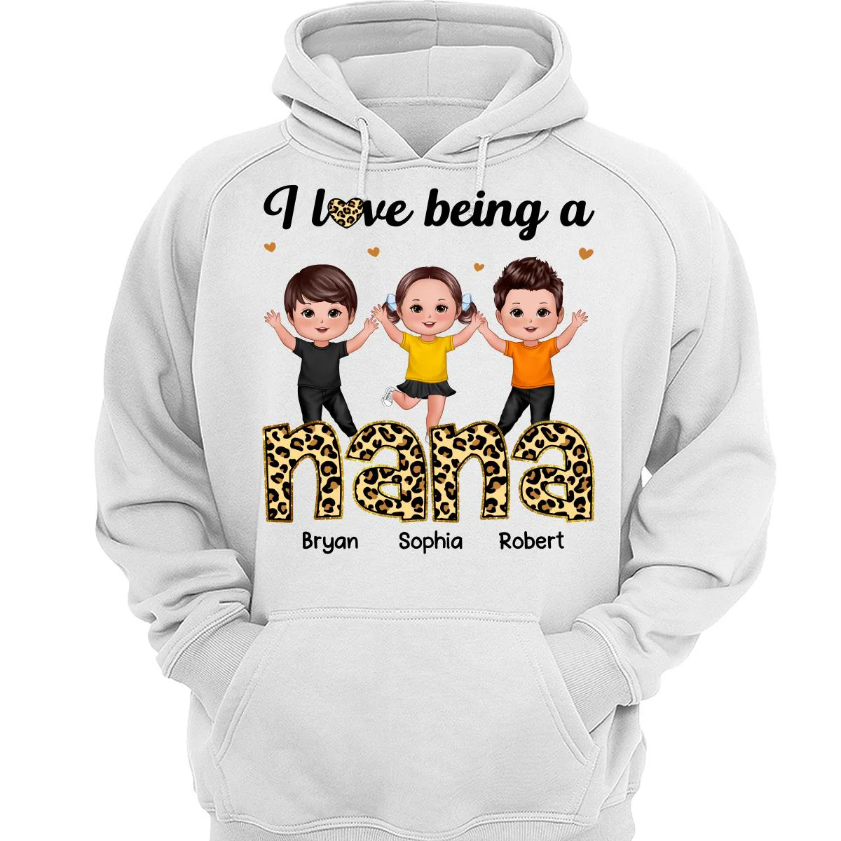 I Love Being Grandma Leopard Happy Kids Personalized Shirt - Image 3