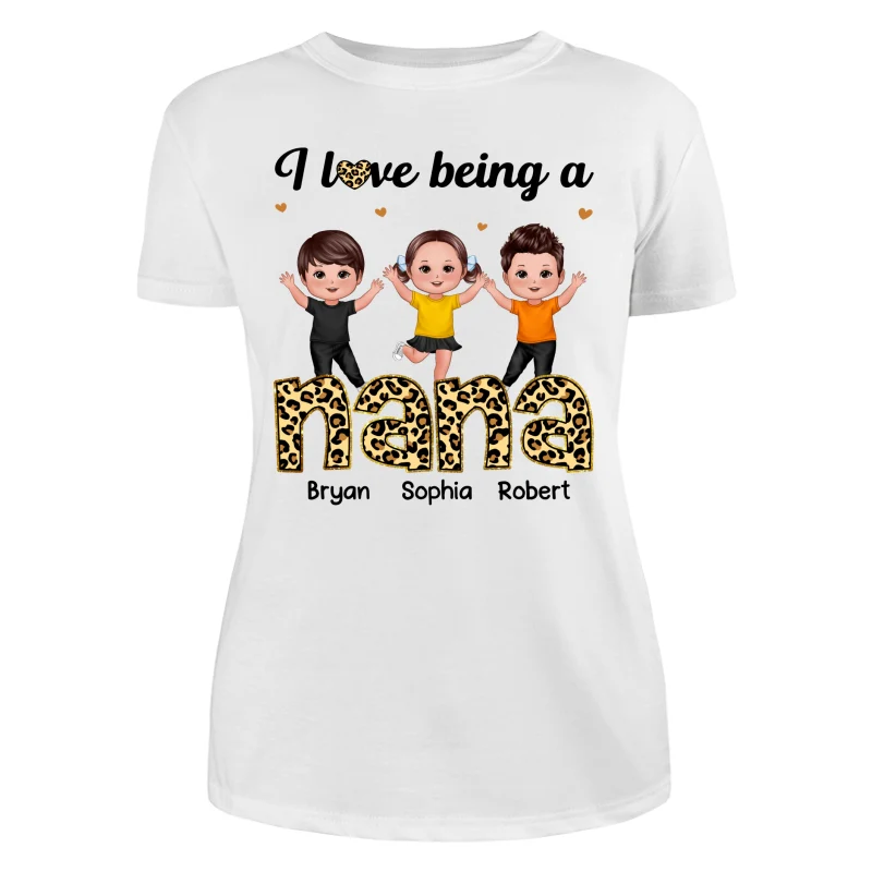 I Love Being Grandma Leopard Happy Kids Personalized Shirt - Image 9