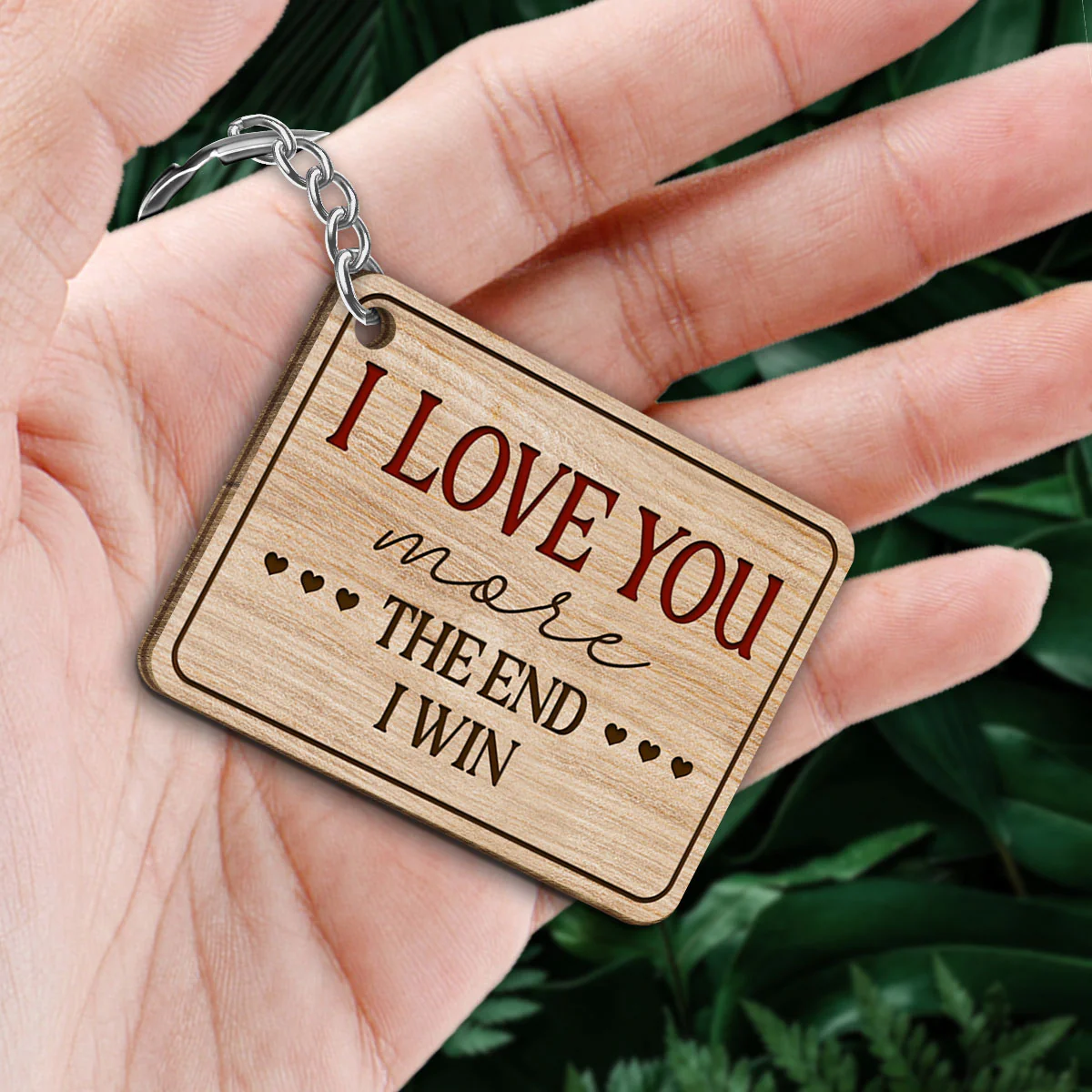 I Love You More The End I Win Couple Personalized Wooden Keychain - Image 2