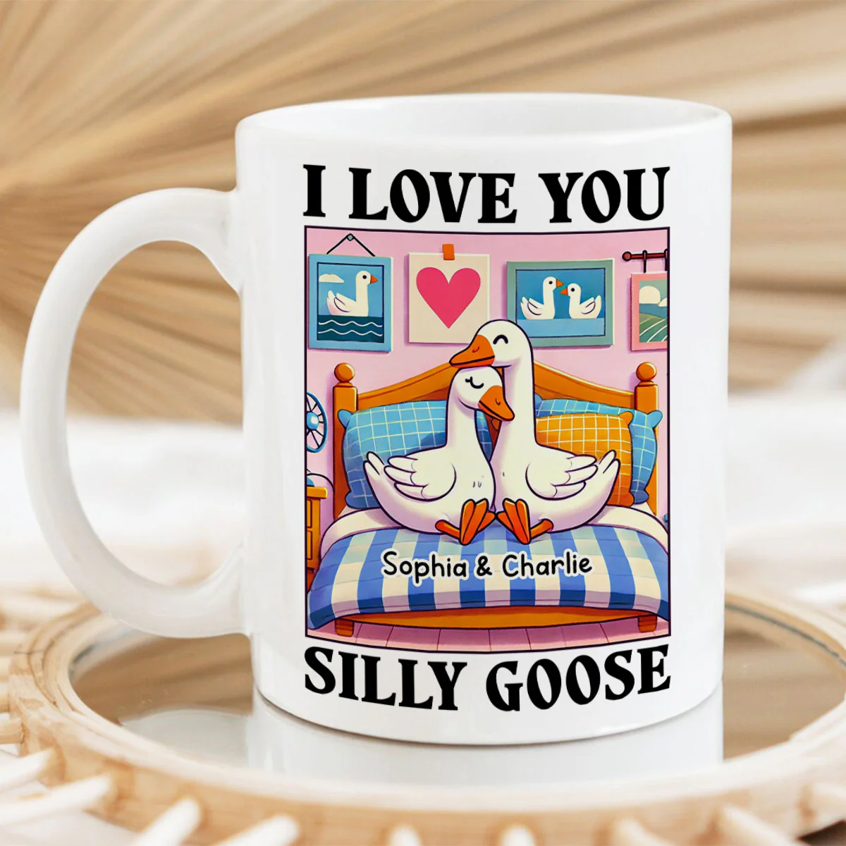 I Love You Silly Goose Cute Romantic Gift Mug, Cute Ducks Personalized Mug, Girlfriend Boyfriend Gift - Image 3