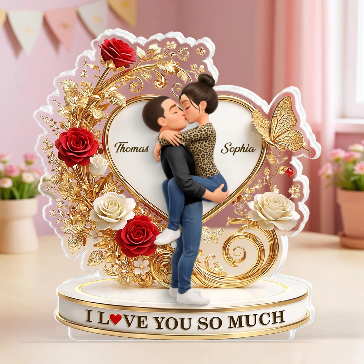 I Love You So Much Golden Heart - Personalized Acrylic Block Plaque - Anniversary, Valentine's Day Gift, Gift For Him, Gift For Her - Image 11
