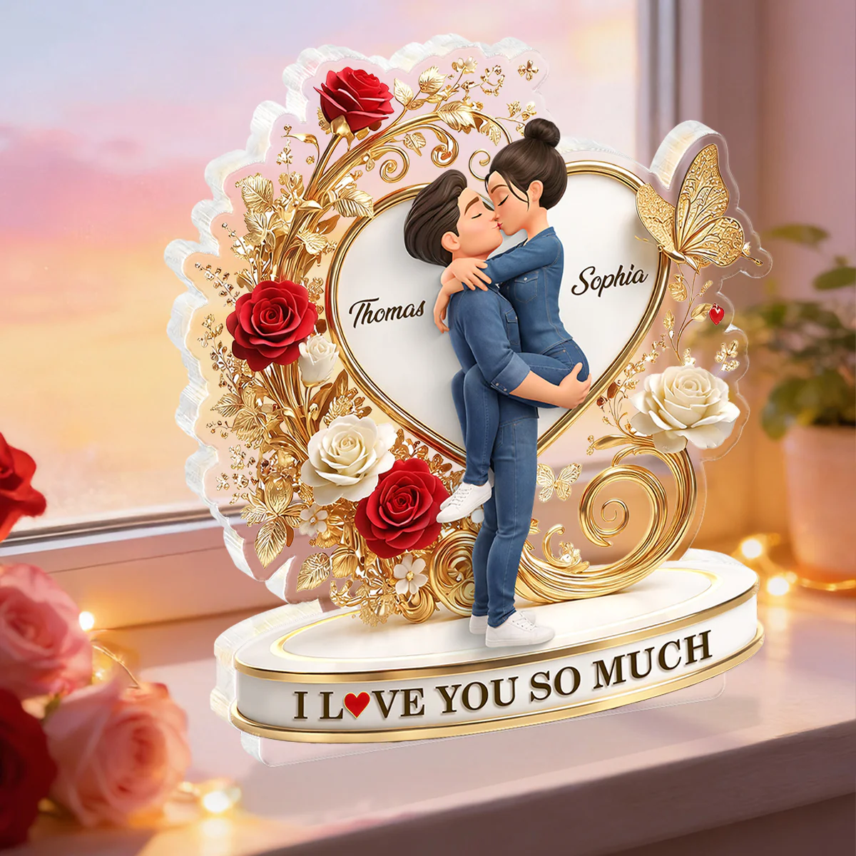 I Love You So Much Golden Heart - Personalized Acrylic Block Plaque - Anniversary, Valentine's Day Gift, Gift For Him, Gift For Her - Image 5