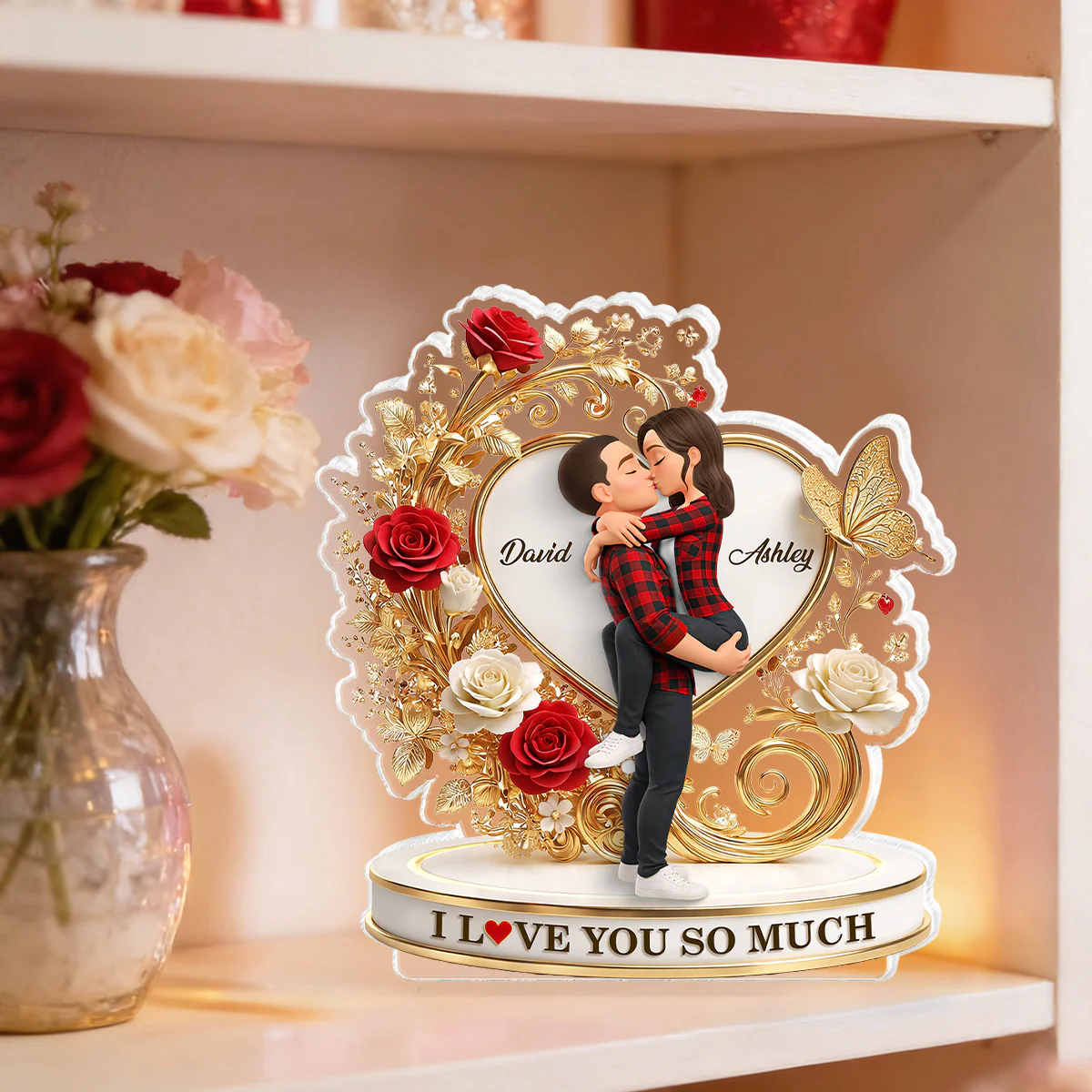 I Love You So Much Golden Heart - Personalized Acrylic Block Plaque - Anniversary, Valentine's Day Gift, Gift For Him, Gift For Her - Image 6