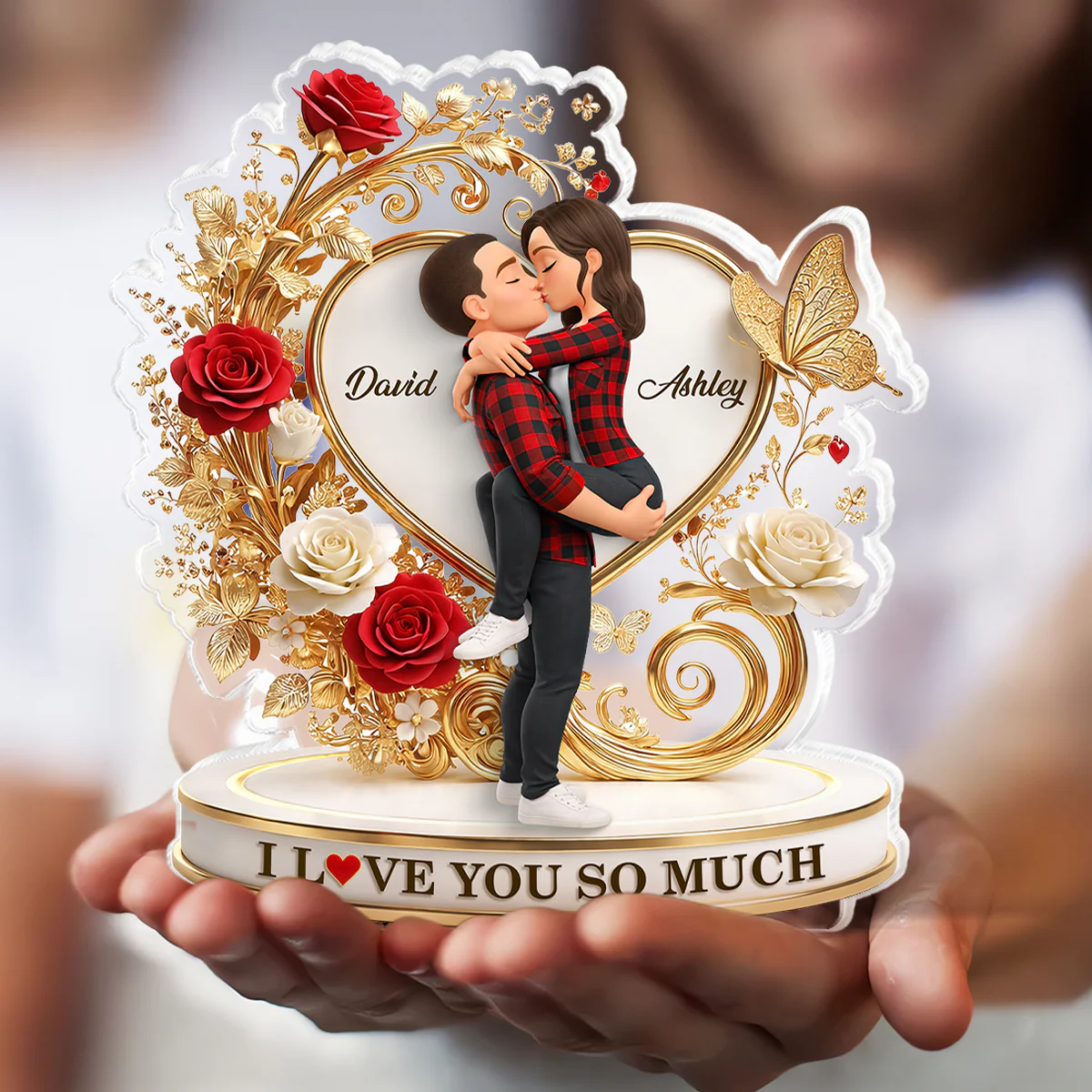 I Love You So Much Golden Heart - Personalized Acrylic Block Plaque - Anniversary, Valentine's Day Gift, Gift For Him, Gift For Her - Image 7