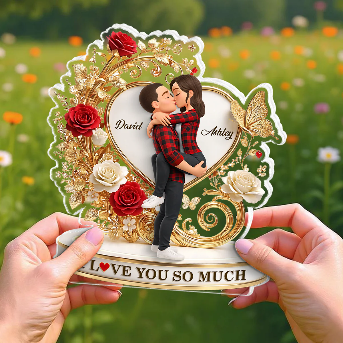 I Love You So Much Golden Heart - Personalized Acrylic Block Plaque - Anniversary, Valentine's Day Gift, Gift For Him, Gift For Her - Image 8