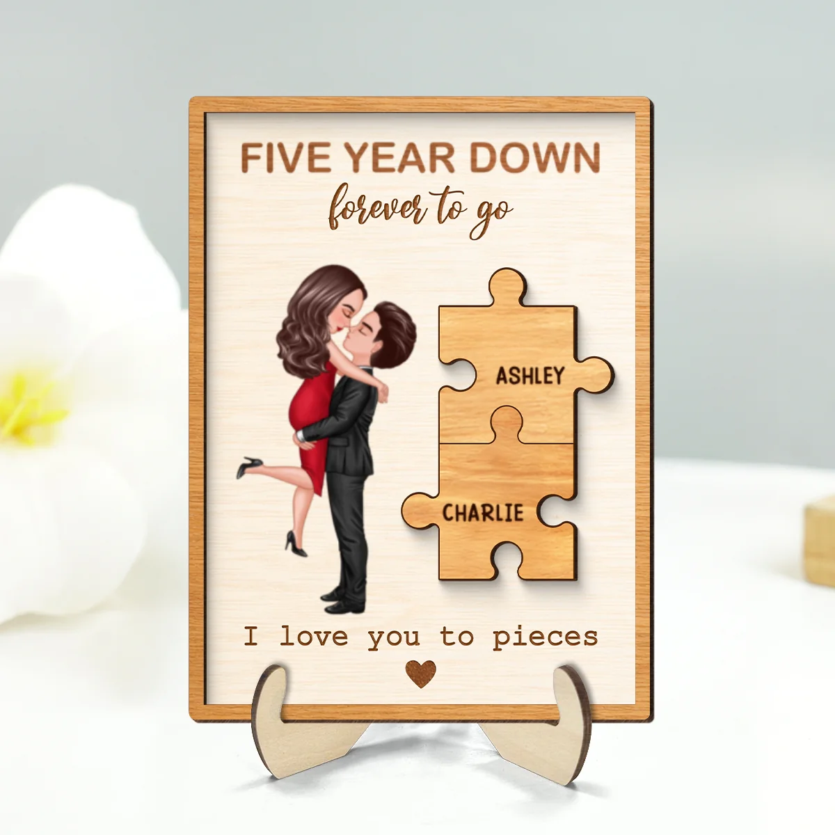 I Love You to Pieces Couple Love - Personalized 2-Layered Wooden Plaque - Sentimental Anniversary Gift, Valentine's Day Gift for Her, for Him - Image 10
