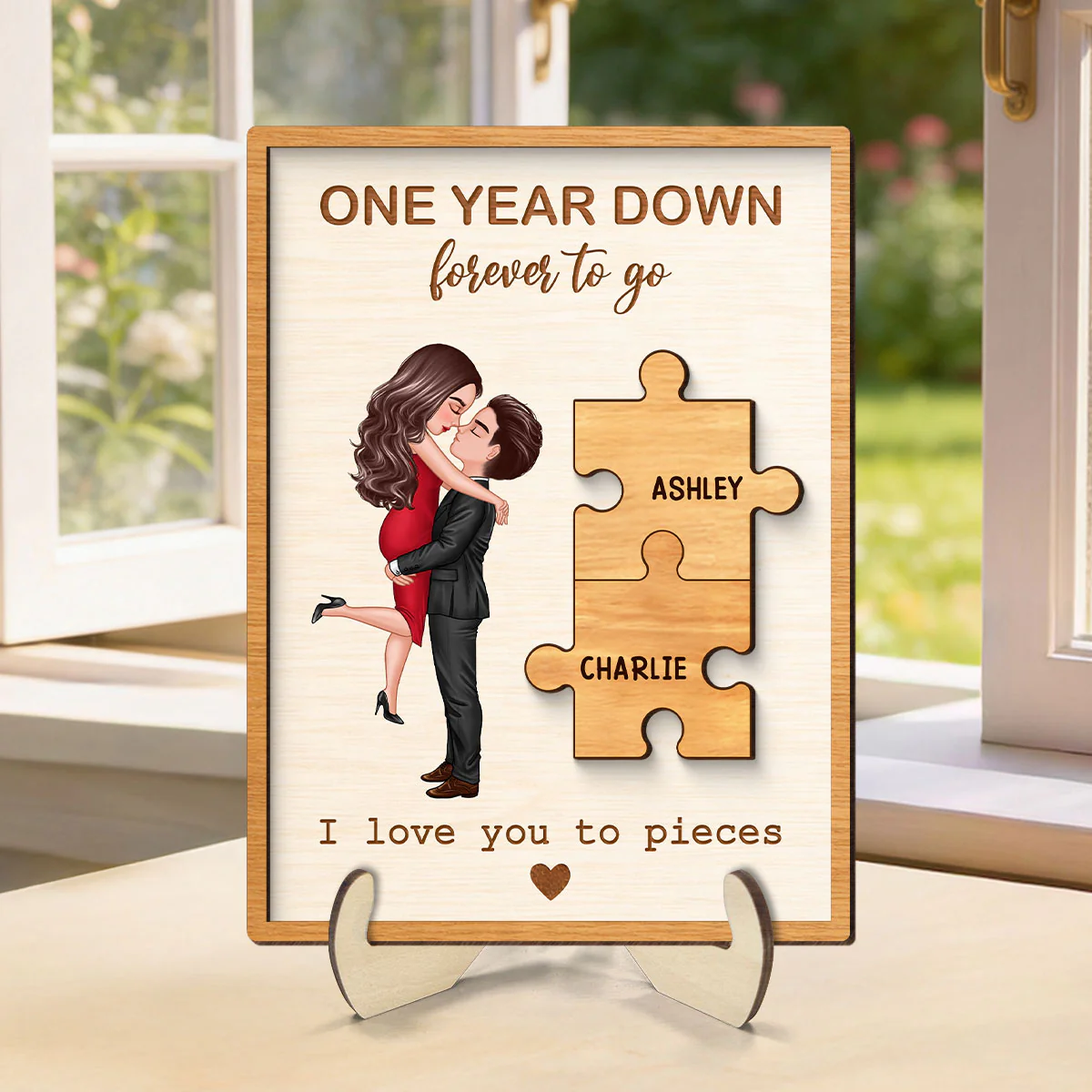 I Love You to Pieces Couple Love - Personalized 2-Layered Wooden Plaque - Sentimental Anniversary Gift, Valentine's Day Gift for Her, for Him - Image 5